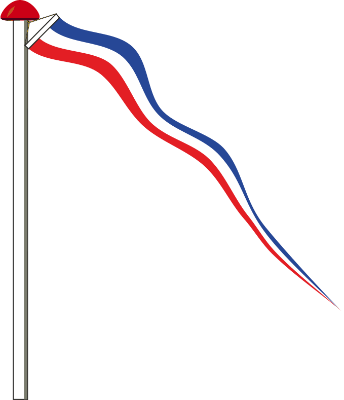 Windwimpel Schleswig-Holstein mit Holzstab - Dreieckige Flagge in Landesfarben für Fahnenmast
