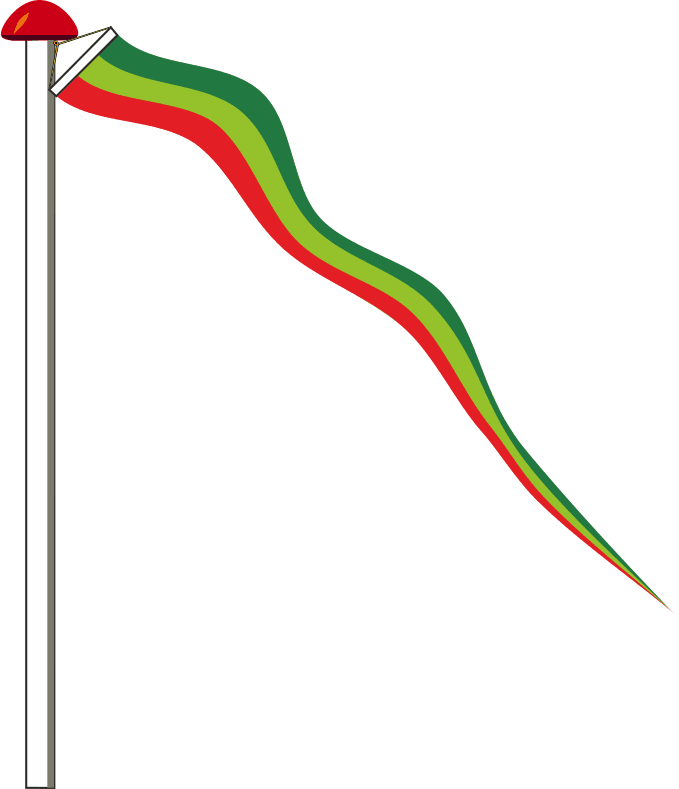Windwimpel Gemeinde Harrislee mit Holzstab - Dreieckige Flagge in Gemeindefarben für Fahnenmast
