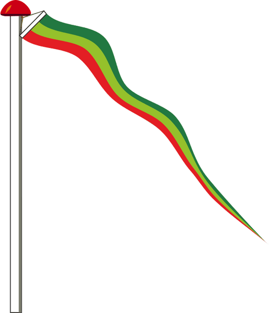 Windwimpel Gemeinde Harrislee mit Holzstab - Dreieckige Flagge in Gemeindefarben für Fahnenmast
